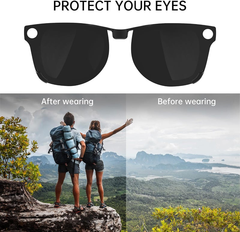 HIBLOKS 4 قطع مشبك مستقطب لراي بان ميتا وايفيرر RW4006 و الجيل 2 RW4012 العادي (50-22)، مشابك تغيير اللون لمتة وايفيرر الجيل 2 لحماية عينيك، أنيقة وعصرية (أسود + أخضر + بني + أصفر) - Image 4